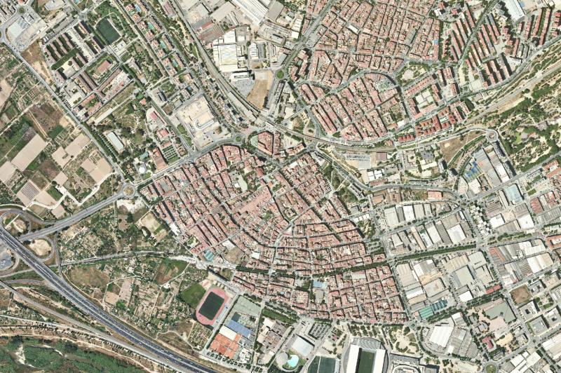 Ortofoto actual del núcleo de Cornellà de Llobregat