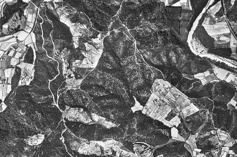 Ortofoto de 1956-1957 del núcleo de Fogars de la Selva