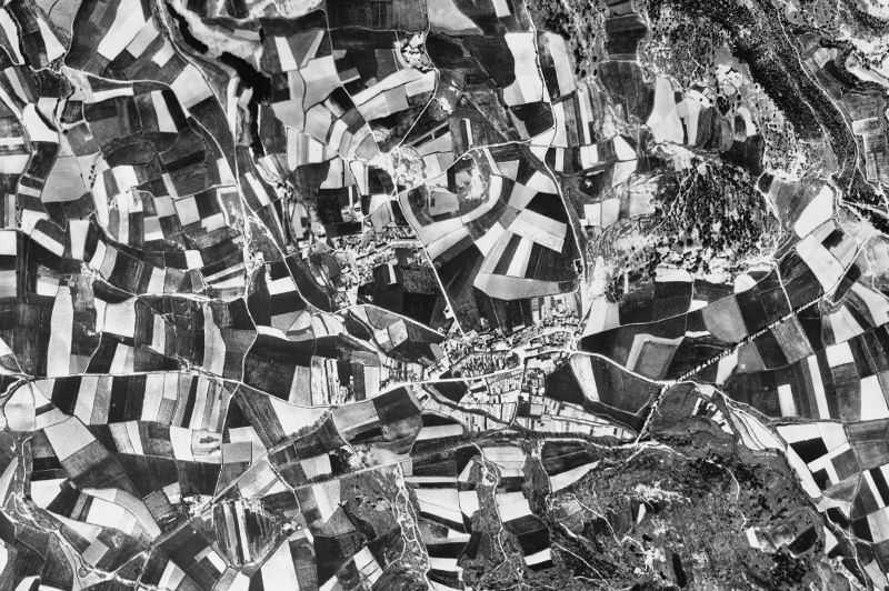 Ortofoto de 1956-1957 del núcleo de Folgueroles