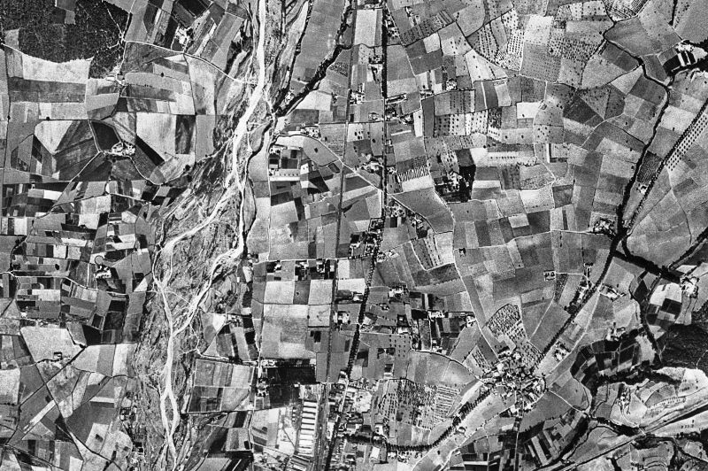Ortofoto de 1956-1957 del núcleo de Les Franqueses del Vallès