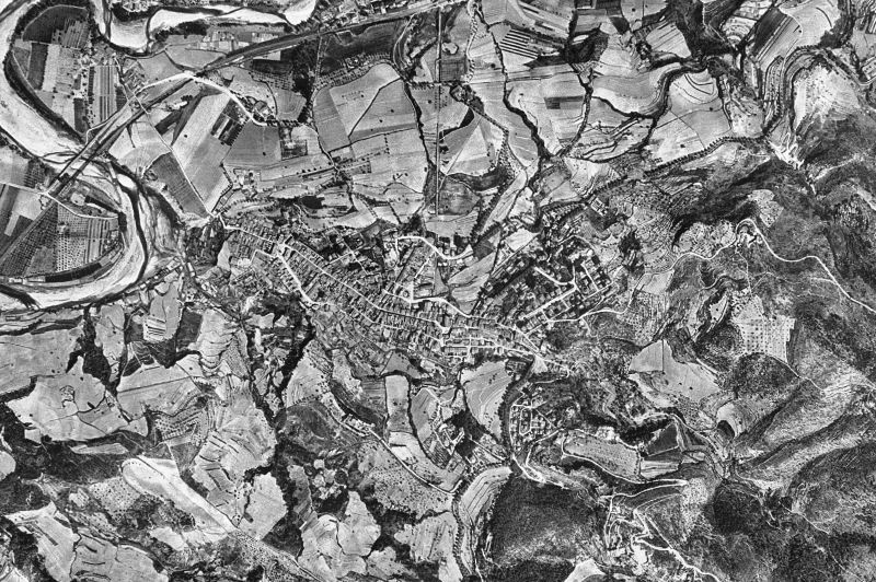 Ortofoto de 1956-1957 del núcleo de Gelida