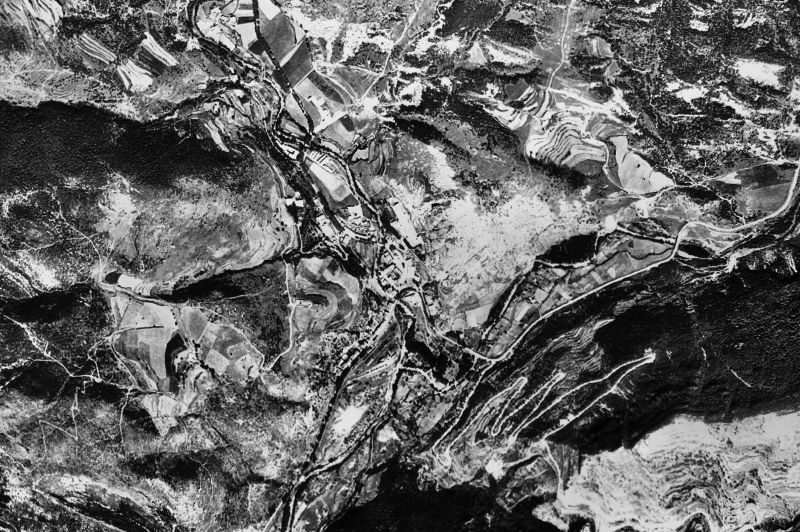 Ortofoto de 1956-1957 del núcleo de Guardiola de Berguedà