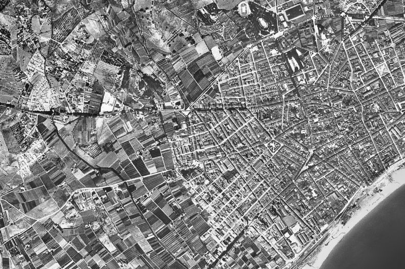 Ortofoto de 1956-1957 del núcleo de Mataró