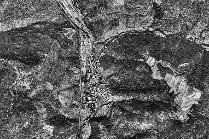 Ortofoto de 1956-1957 del núcleo de Figaró-Montmany