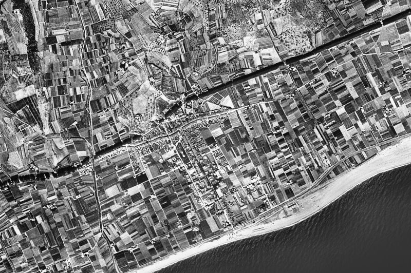 Ortofoto de 1956-1957 del núcleo de Pineda de Mar