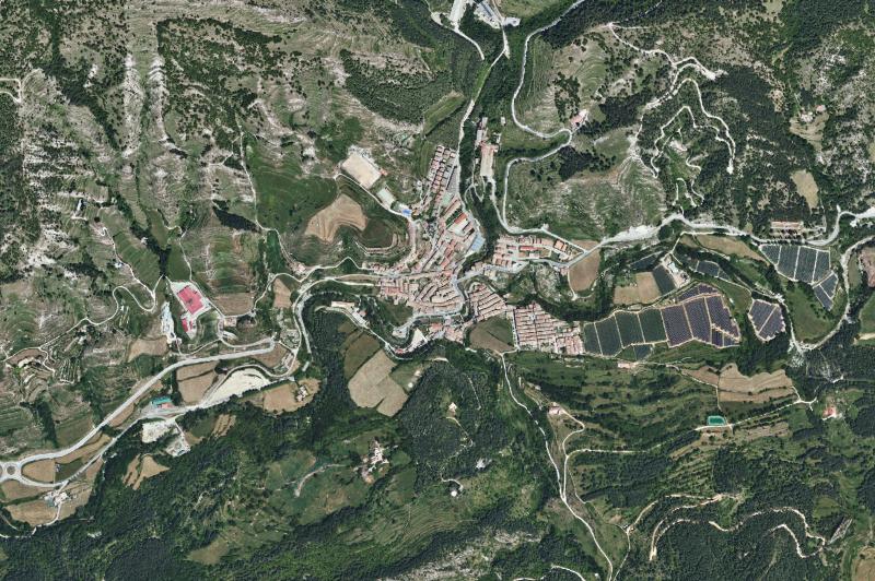 Ortofoto actual del núcleo de La Pobla de Lillet