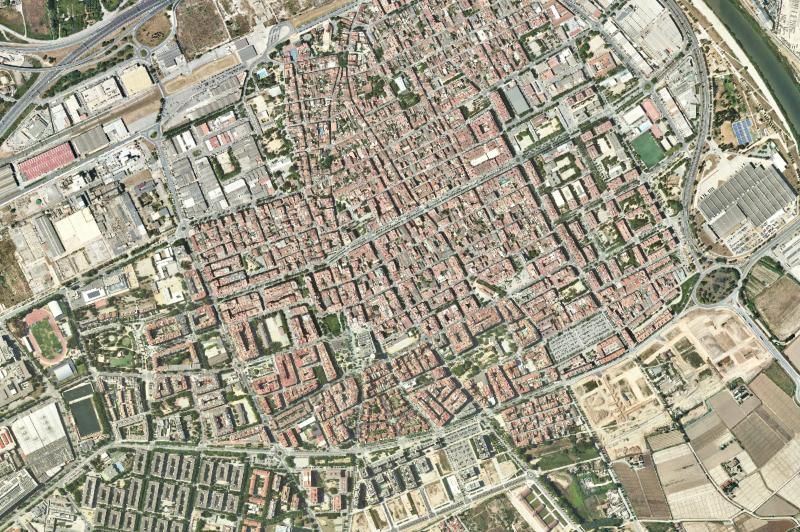 Ortofoto actual del núcleo de El Prat de Llobregat