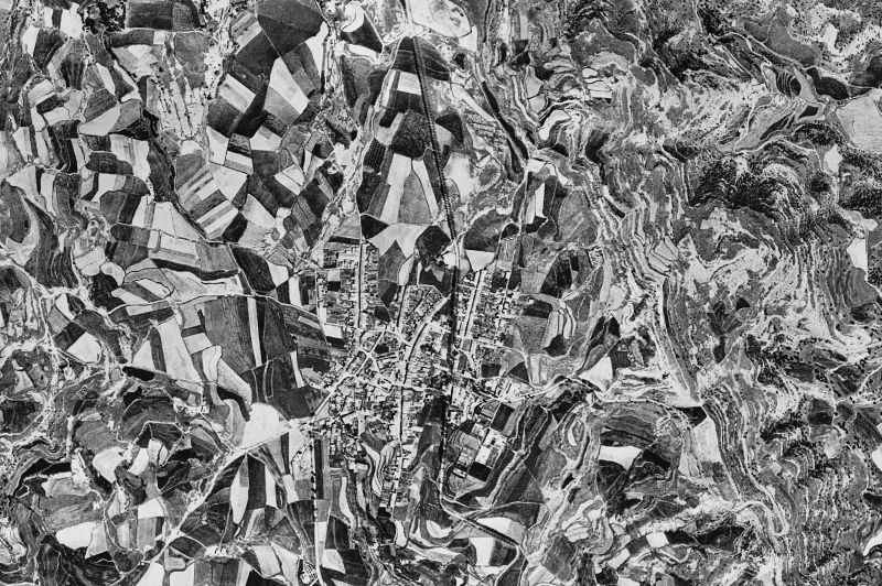 Ortofoto de 1956-1957 del núcleo de Prats de Lluçanès