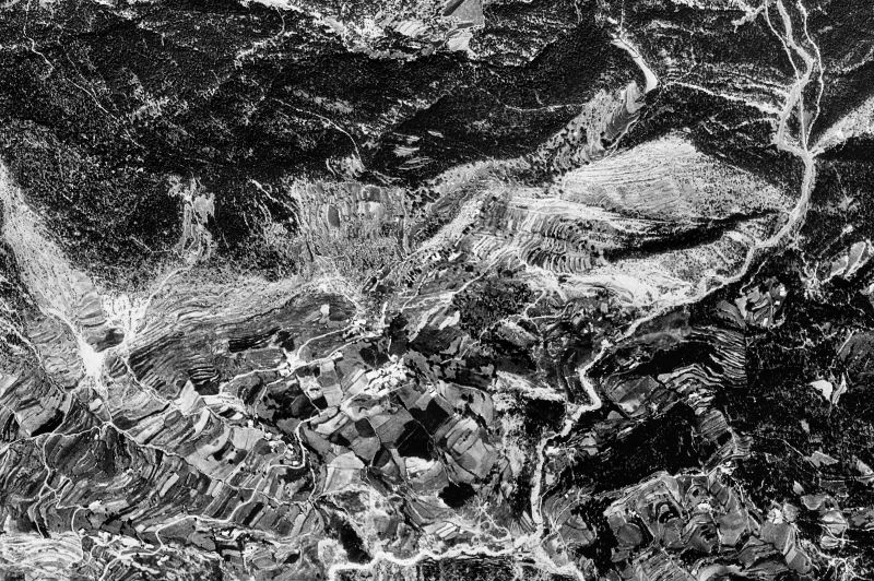 Ortofoto de 1956-1957 del núcleo de Saldes