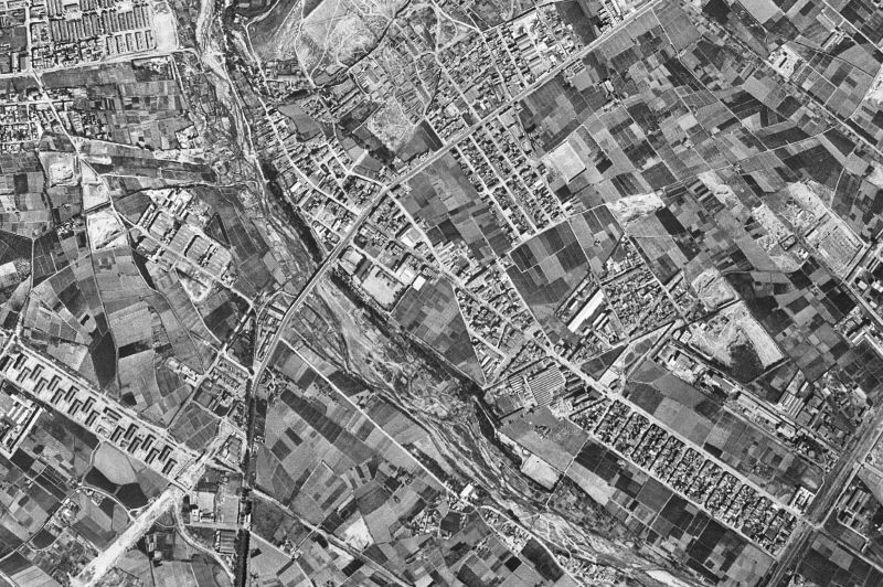 Ortofoto de 1956-1957 del núcleo de Sant Adrià de Besòs