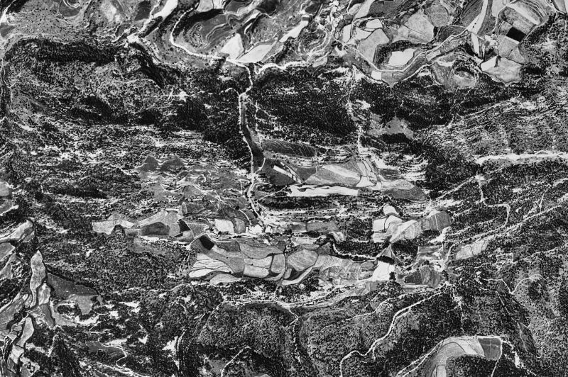 Ortofoto de 1956-1957 del núcleo de Sant Agustí de Lluçanès