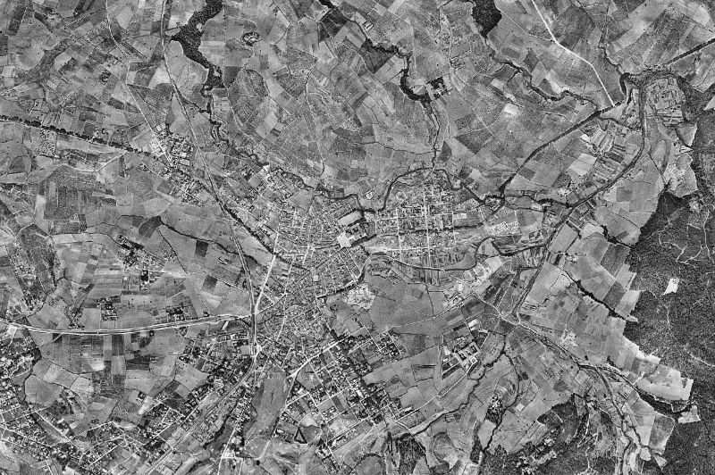 Ortofoto de 1956-1957 del núcleo de Sant Cugat del Vallès