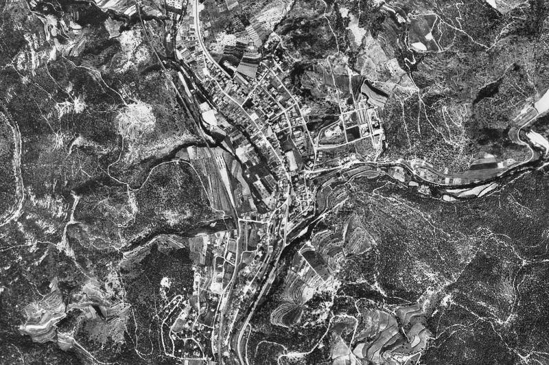 Ortofoto de 1956-1957 del núcleo de Sant Martí de Centelles