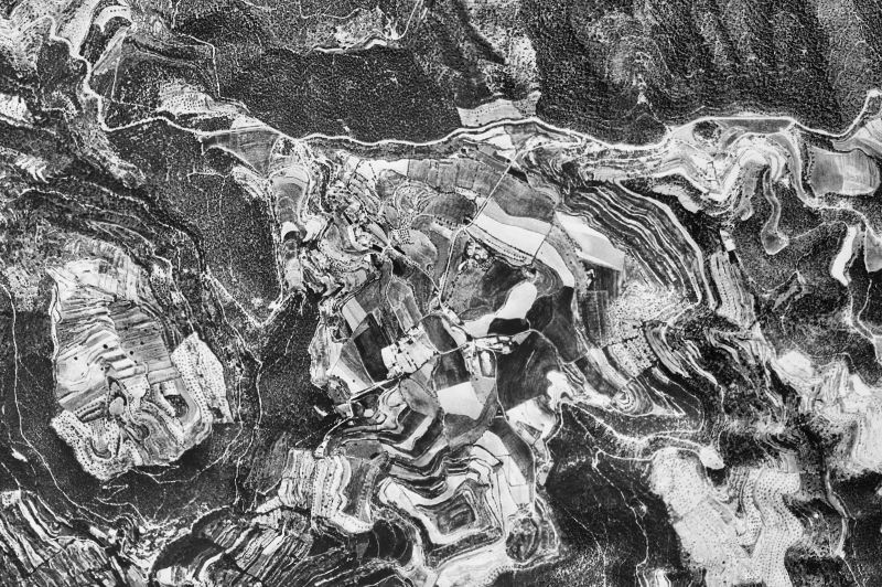 Ortofoto de 1956-1957 del núcleo de Sant Mateu de Bages