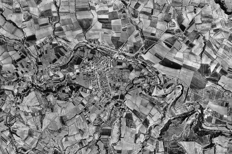 Ortofoto de 1956-1957 del núcleo de Sant Pere de Riudebitlles