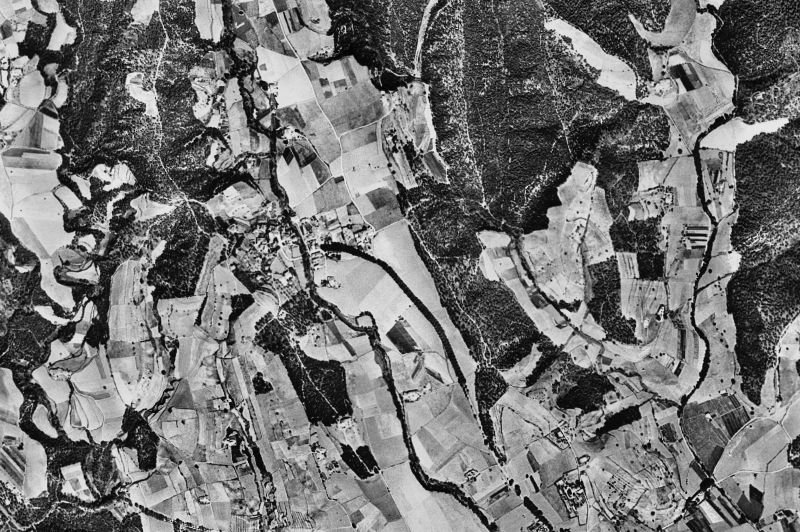 Ortofoto de 1956-1957 del núcleo de Sant Pere de Vilamajor