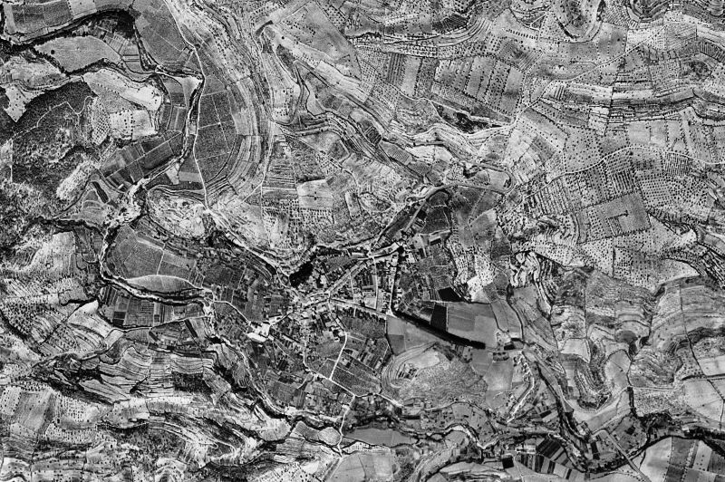 Ortofoto de 1956-1957 del núcleo de Sant Quintí de Mediona