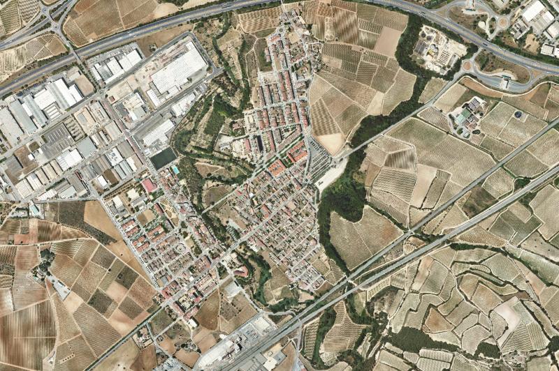 Ortofoto actual del núcleo de Santa Margarida i els Monjos