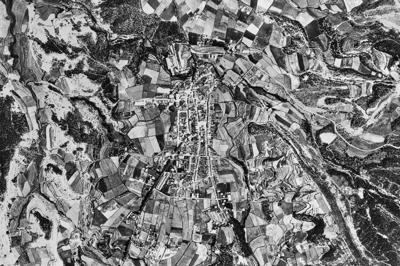 Ortofoto de 1956-1957 del núcleo de Taradell