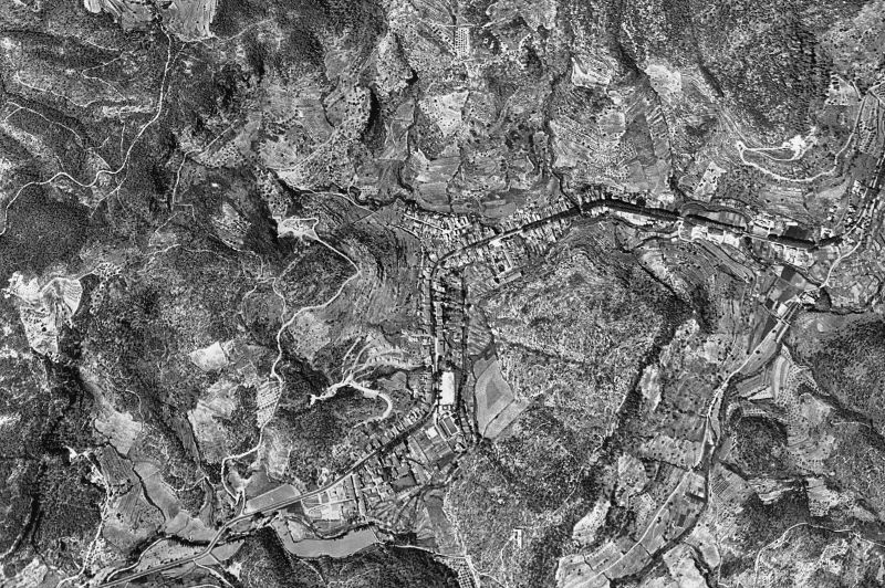Ortofoto de 1956-1957 del núcleo de Vallirana