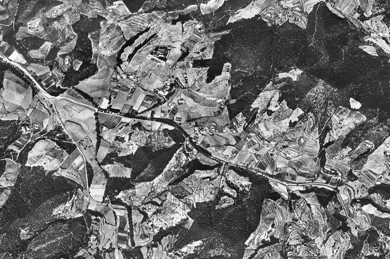 Ortofoto de 1956-1957 del núcleo de Vallromanes