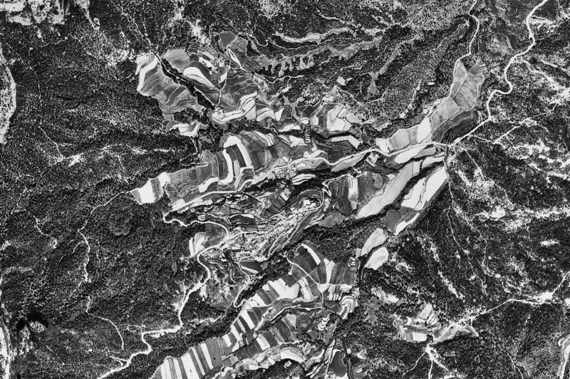 Ortofoto de 1956-1957 del núcleo de Vilanova de Sau