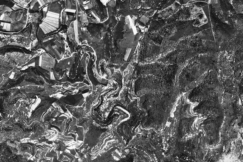 Ortofoto de 1956-1957 del núcleo de Rupit i Pruit