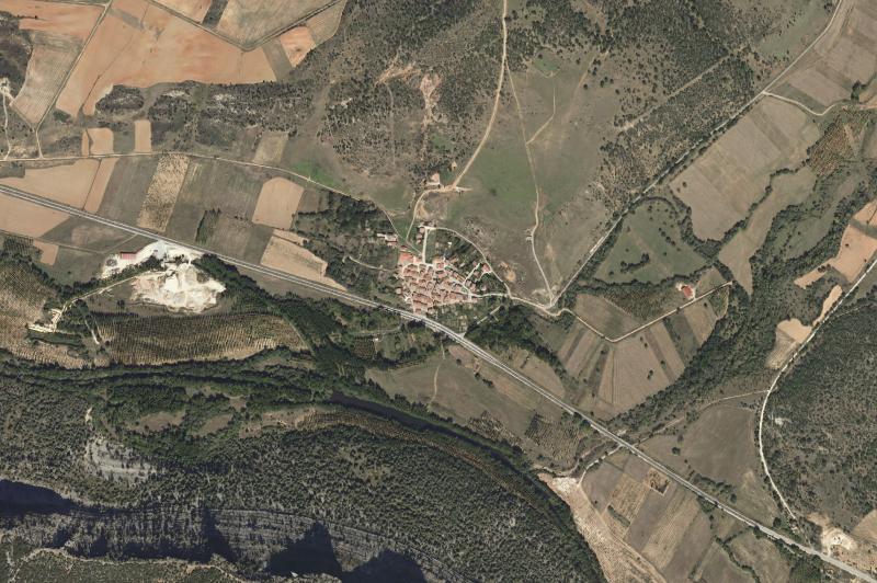 Ortofoto actual del núcleo de Cascajares de la Sierra