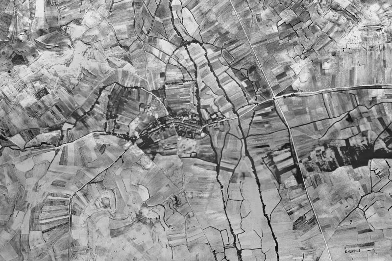 Ortofoto de 1956-1957 del núcleo de Hornillos del Camino