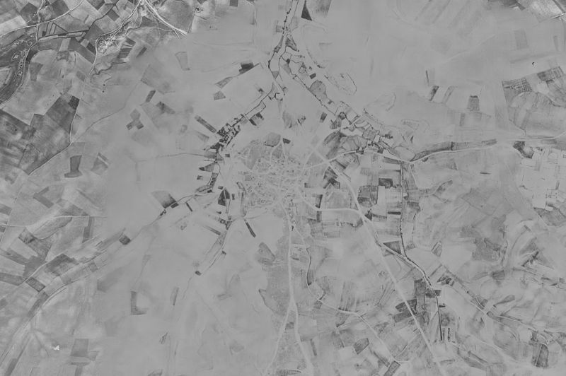Ortofoto de 1956-1957 del núcleo de Iglesiarrubia