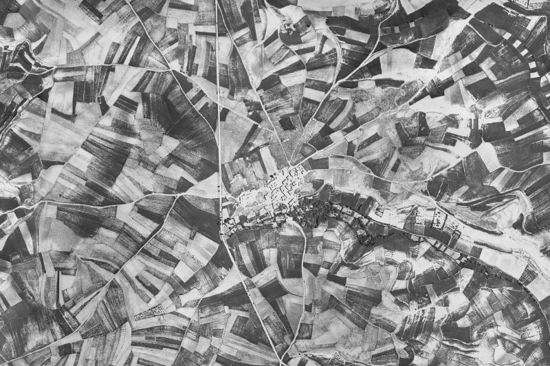 Ortofoto de 1956-1957 del núcleo de Pedrosa del Páramo