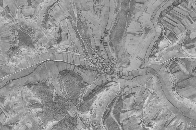 Ortofoto de 1956-1957 del núcleo de Pineda Trasmonte