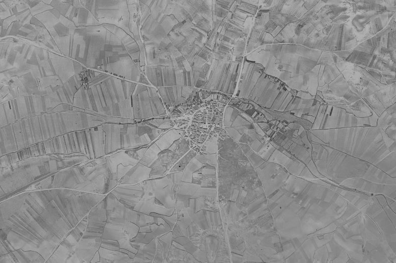 Ortofoto de 1956-1957 del núcleo de Pinilla Trasmonte