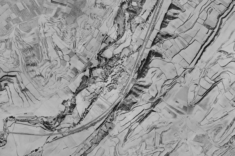 Ortofoto de 1956-1957 del núcleo de Prádanos de Bureba