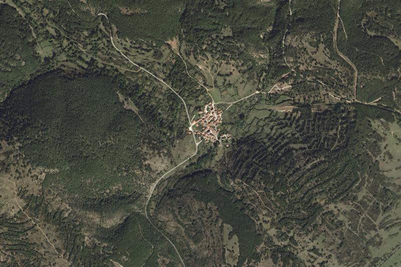 Ortofoto actual del núcleo de Riocavado de la Sierra