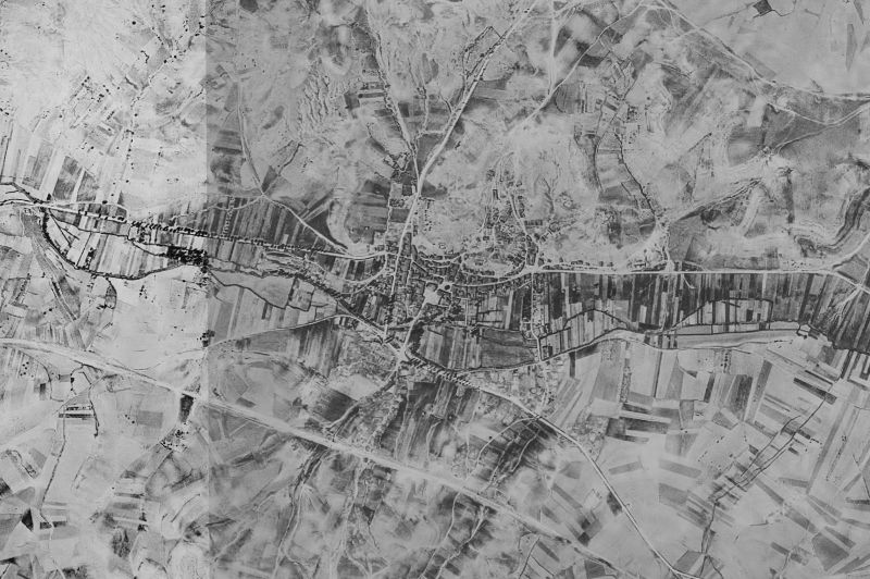 Ortofoto de 1956-1957 del núcleo de Santa Cruz de la Salceda