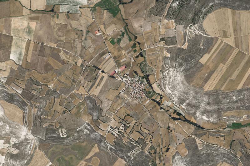 Ortofoto actual del núcleo de Villaquirán de la Puebla