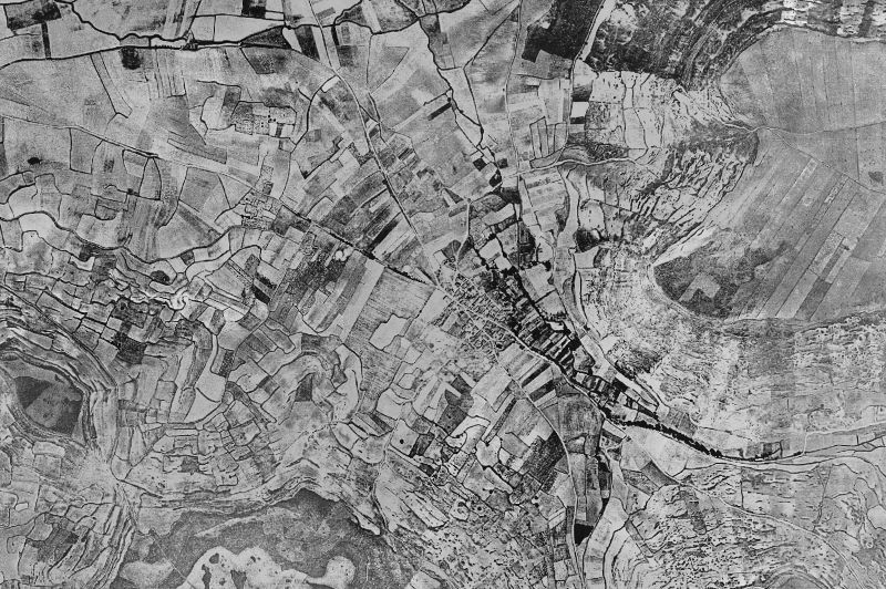 Ortofoto de 1956-1957 del núcleo de Villaquirán de la Puebla