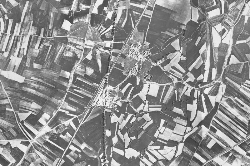 Ortofoto de 1956-1957 del núcleo de Merindad de Río Ubierna