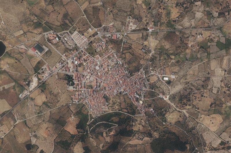 Ortofoto actual del núcleo de Alcuéscar