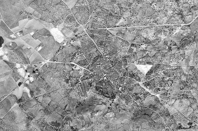 Ortofoto de 1956-1957 del núcleo de Alcuéscar