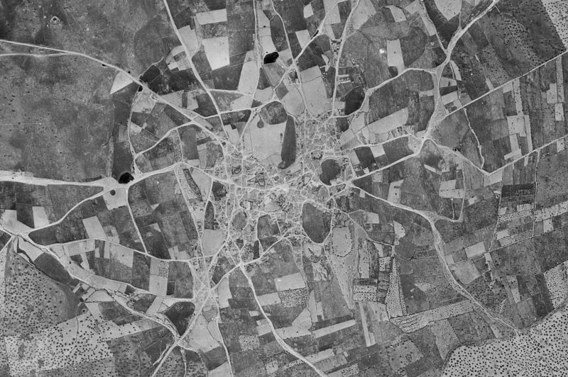 Ortofoto de 1956-1957 del núcleo de Aldeacentenera