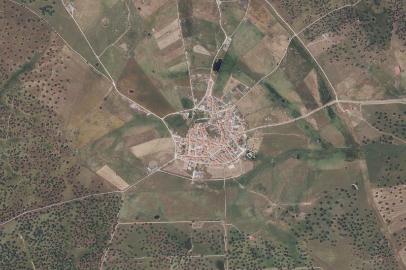Ortofoto actual del núcleo de La Aldea del Obispo