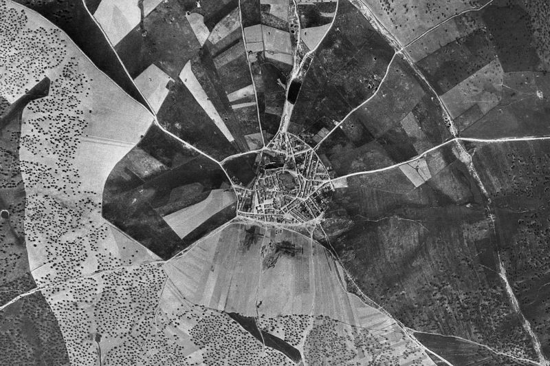 Ortofoto de 1956-1957 del núcleo de La Aldea del Obispo