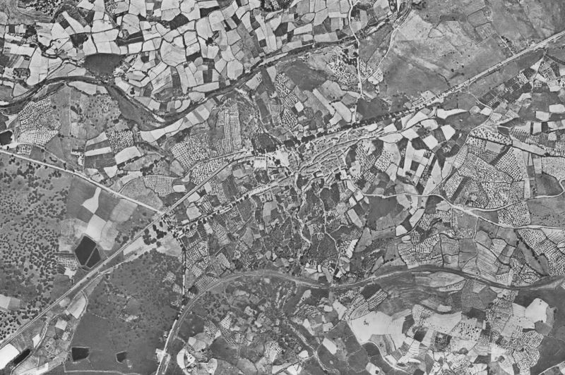Ortofoto de 1956-1957 del núcleo de Aldeanueva del Camino