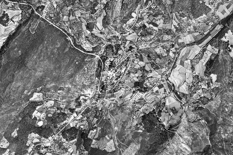 Ortofoto de 1956-1957 del núcleo de Cuacos de Yuste