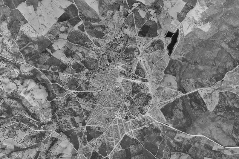 Ortofoto de 1956-1957 del núcleo de Garrovillas de Alconétar