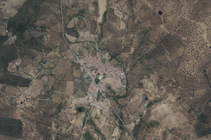 Ortofoto actual del núcleo de Herguijuela