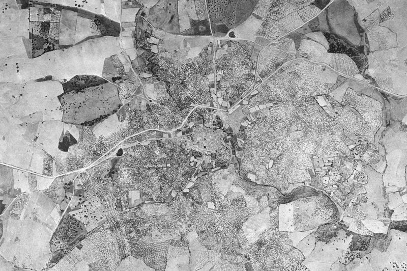 Ortofoto de 1956-1957 del núcleo de Hernán-Pérez