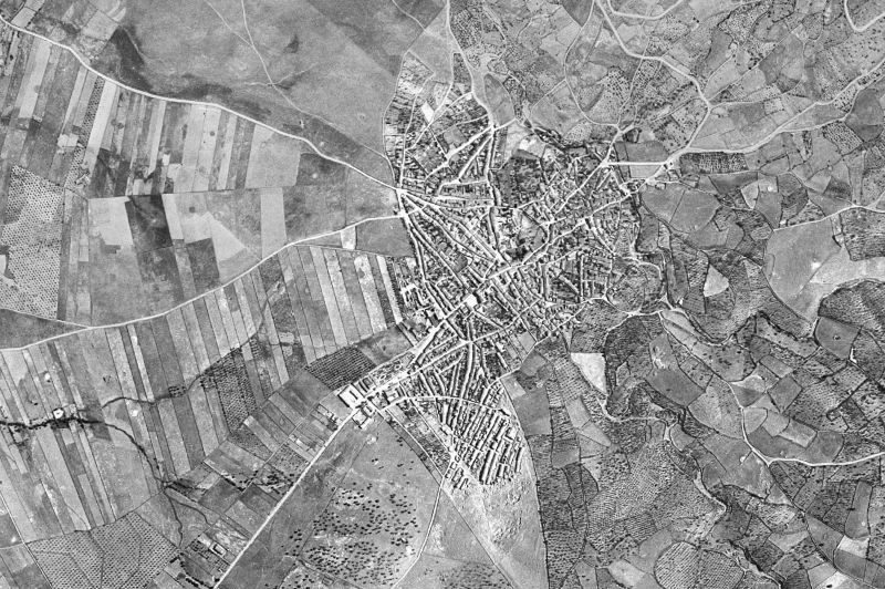 Ortofoto de 1956-1957 del núcleo de Madroñera